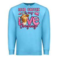 Ocean Blue iced coffee is my love language Premium Sweatshirt - OliviaCreatesArt