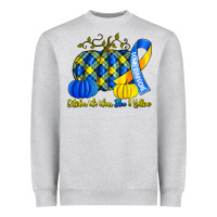 Heather Grey october we wear blue and yellow with pumpkins Heavyweight Sweatshirt - Artiststas
