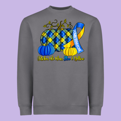 October We Wear Blue And Yellow With Pumpkins Heavyweight Sweatshirt Designed By Artiststas