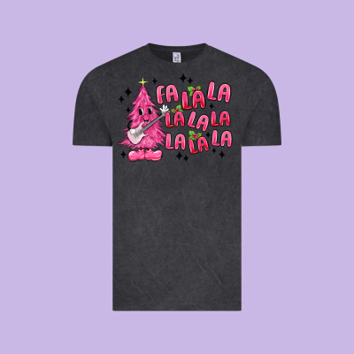 Pink Christmas Fa La La Vintage Tee Designed By Maliassmallbusiness