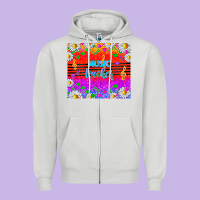 Rainbow Music Teacher Zipper Hoodie Designed By Tumblerdesignbyshophia