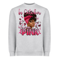Heather Grey in october we wear pink with afro woman Heavyweight Sweatshirt - Artiststas