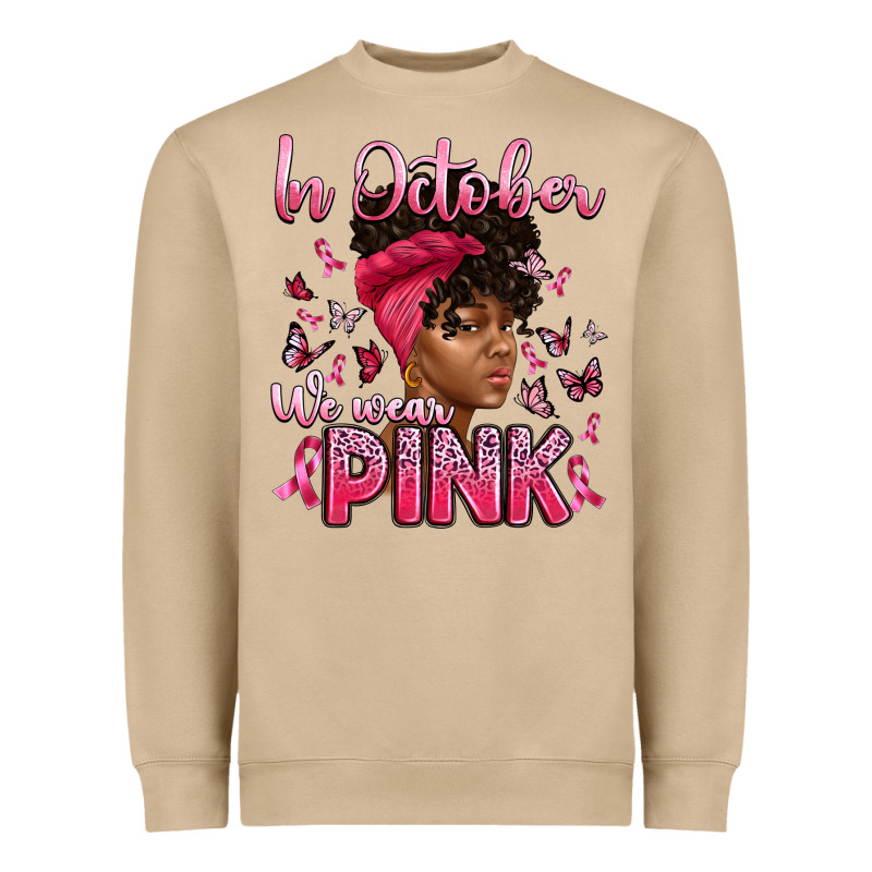 In October We Wear Pink With Afro Woman Heavyweight Sweatshirt by Artiststas | Teevron