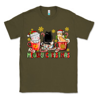 Army Green meowy christmas cats coffee cups Classic Tee - MaliasSmallBusiness