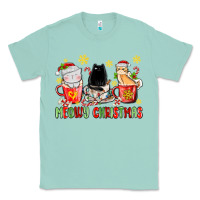 Seafoam meowy christmas cats coffee cups Classic Tee - MaliasSmallBusiness