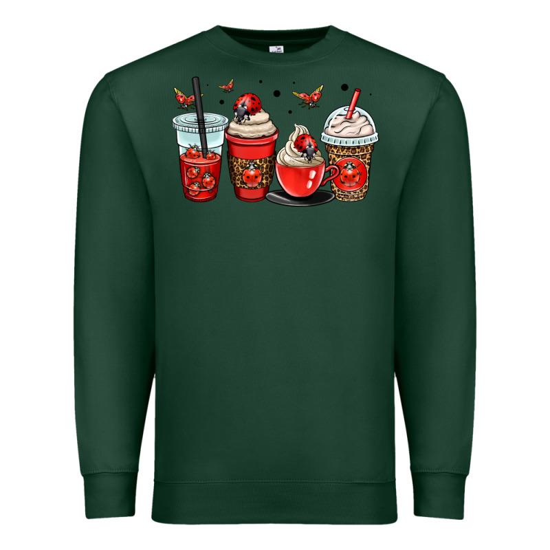 Ladybug Coffee Cups Premium Sweatshirt by OliviaCreatesArt | Teevron