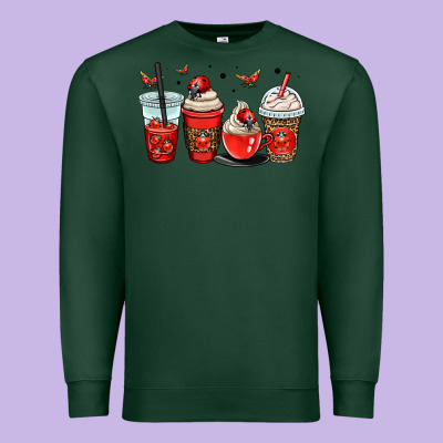 Ladybug Coffee Cups Premium Sweatshirt Designed By Oliviacreatesart