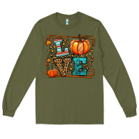 Army Green Fall Autumn Leopard Love Pumpkin Long Sleeve Tee - LillyAllenDesigns