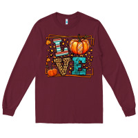 Burgundy Fall Autumn Leopard Love Pumpkin Long Sleeve Tee - LillyAllenDesigns