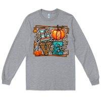 Heather Grey Fall Autumn Leopard Love Pumpkin Long Sleeve Tee - LillyAllenDesigns