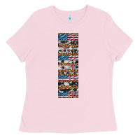 Bubblegum Pink usa flag and western patterns  penwraps Ladies Tee - Artiststas