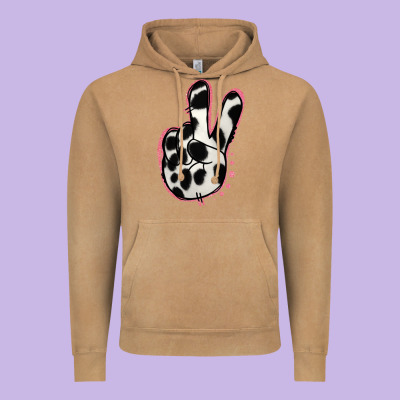 Black White Dalmatian Peace Sign Vintage Hoodie Designed By Jasminsmagicworld