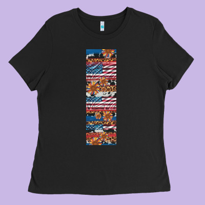 Usa Flag And Western Patterns  Penwraps Ladies Tee Designed By Artiststas