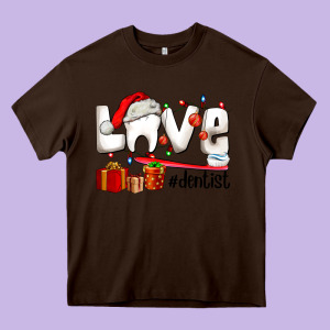 Christmas Love  Dentist Heavy Core Tee Designed By Adodesignshop