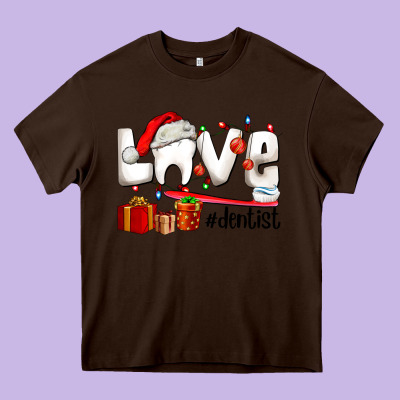 Christmas Love  Dentist Heavy Core Tee Designed By Adodesignshop