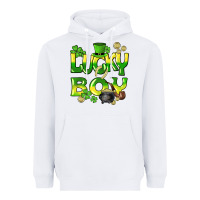 White Lucky Boy St. Patrick's Day Heavyweight Hoodie - HowdyJamesFarm