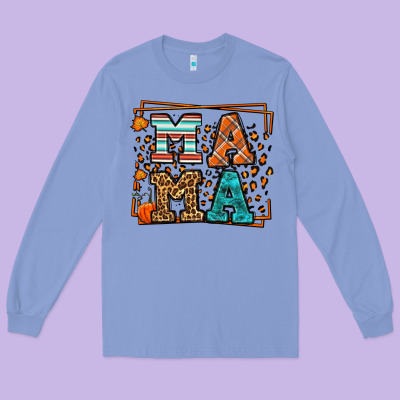 Fall Autumn Leopard Mama Long Sleeve Tee Designed By Lillyallendesigns