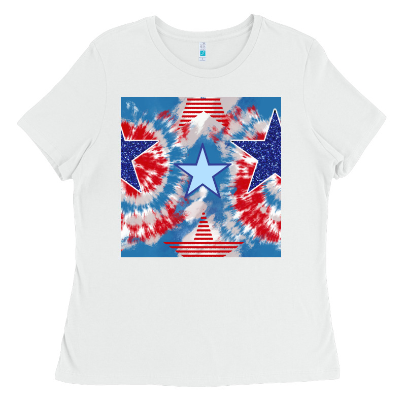 Patriotic Tie Dye Stars Ladies Tee by BundleAndBundleShop | Teevron