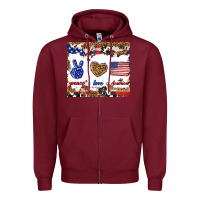 Burgundy peace love america Zipper Hoodie - TumblerDesignByShophia