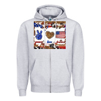 Heather Grey peace love america Zipper Hoodie - TumblerDesignByShophia