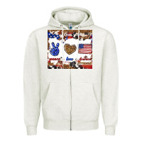 Oatmeal Heather peace love america Zipper Hoodie - TumblerDesignByShophia