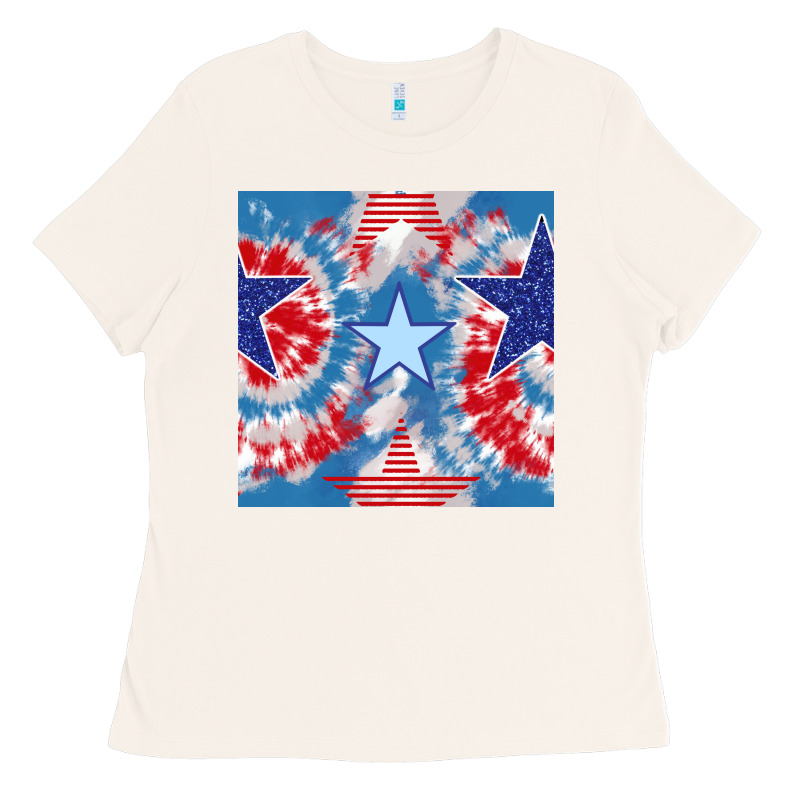 Patriotic Tie Dye Stars Ladies Tee by BundleAndBundleShop | Teevron