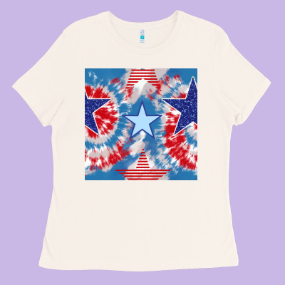Patriotic Tie Dye Stars Ladies Tee Designed By Bundleandbundleshop