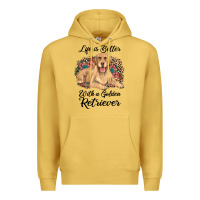 Antique Gold life is better with a golden retriever Premium Hoodie - JahusDesignShop