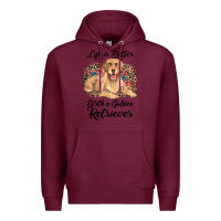 Burgundy life is better with a golden retriever Premium Hoodie - JahusDesignShop