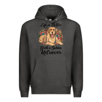 Charcoal Heather life is better with a golden retriever Premium Hoodie - JahusDesignShop
