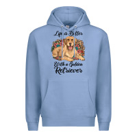 Colony Blue life is better with a golden retriever Premium Hoodie - JahusDesignShop