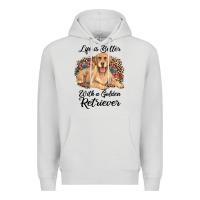 Dove Grey life is better with a golden retriever Premium Hoodie - JahusDesignShop