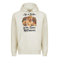 Oatmeal Heather life is better with a golden retriever Premium Hoodie - JahusDesignShop