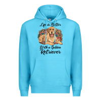Ocean Blue life is better with a golden retriever Premium Hoodie - JahusDesignShop