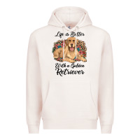 Pale Pink life is better with a golden retriever Premium Hoodie - JahusDesignShop