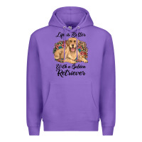Purple life is better with a golden retriever Premium Hoodie - JahusDesignShop