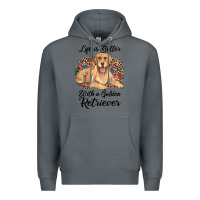 Rock life is better with a golden retriever Premium Hoodie - JahusDesignShop