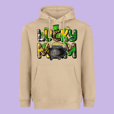 Lucky Mom St. Patrick's Heavyweight Hoodie Designed By Howdyjamesfarm
