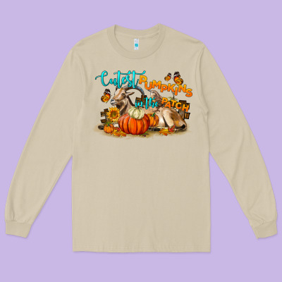Fall Cutest Pumpkin In The Patch Long Sleeve Tee Designed By Lillyallendesigns