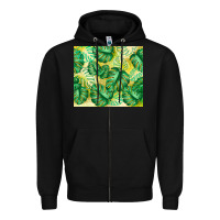 Black monstera leaf Zipper Hoodie - TumblerDesignByShophia