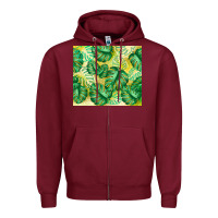 Burgundy monstera leaf Zipper Hoodie - TumblerDesignByShophia