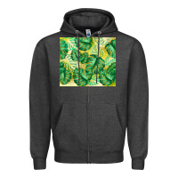Charcoal Heather monstera leaf Zipper Hoodie - TumblerDesignByShophia