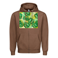 Chestnut monstera leaf Zipper Hoodie - TumblerDesignByShophia