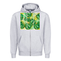 Heather Grey monstera leaf Zipper Hoodie - TumblerDesignByShophia