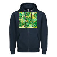 Navy monstera leaf Zipper Hoodie - TumblerDesignByShophia