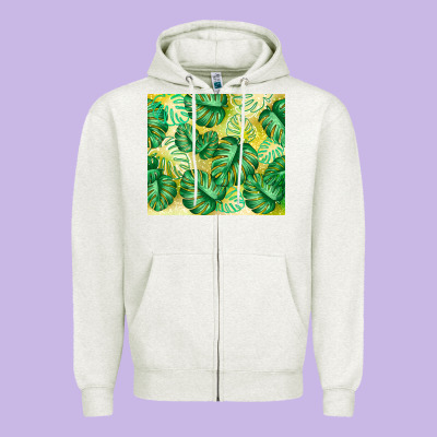 Monstera Leaf Zipper Hoodie Designed By Tumblerdesignbyshophia