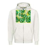 Oatmeal Heather monstera leaf Zipper Hoodie - TumblerDesignByShophia