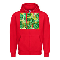 Red monstera leaf Zipper Hoodie - TumblerDesignByShophia