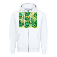 White monstera leaf Zipper Hoodie - TumblerDesignByShophia