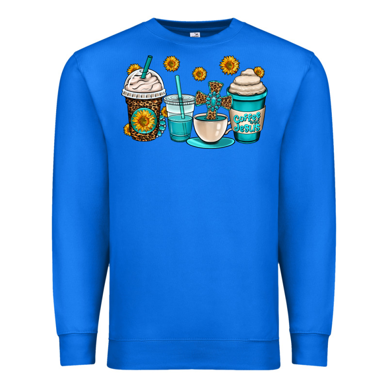 Jesus Coffee Cups Premium Sweatshirt by OliviaCreatesArt | Teevron
